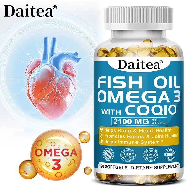 Omega 3 Fish Oil Capsules - Ultra-Pure Supplement - Promotes Joint, Eye, Skin Health, Supports Fatty Acids, Immune Support