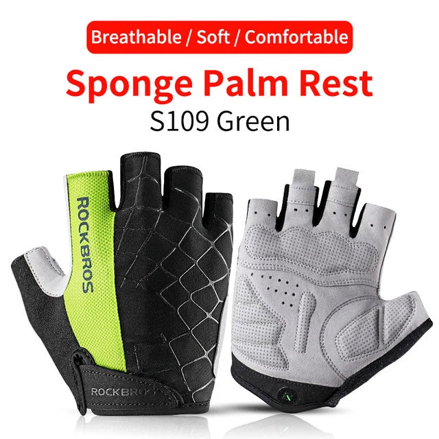 ROCKBROS Breathable Fitness Gloves Silicone Palm Hollow Back Gym Gloves Weightlifting Workout Dumbbell Bodybuilding Gloves
