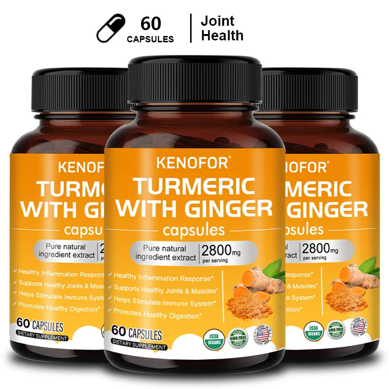 Turmeric Curcumin Capsules 1600mg with Ginger & MSM, Antioxidant Support, Joint Comfort, Heart Cognitive & Digestive Wellness