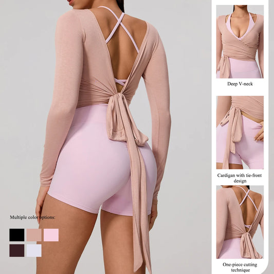 New Summer Women's Yoga Long Sleeve One Piece Top