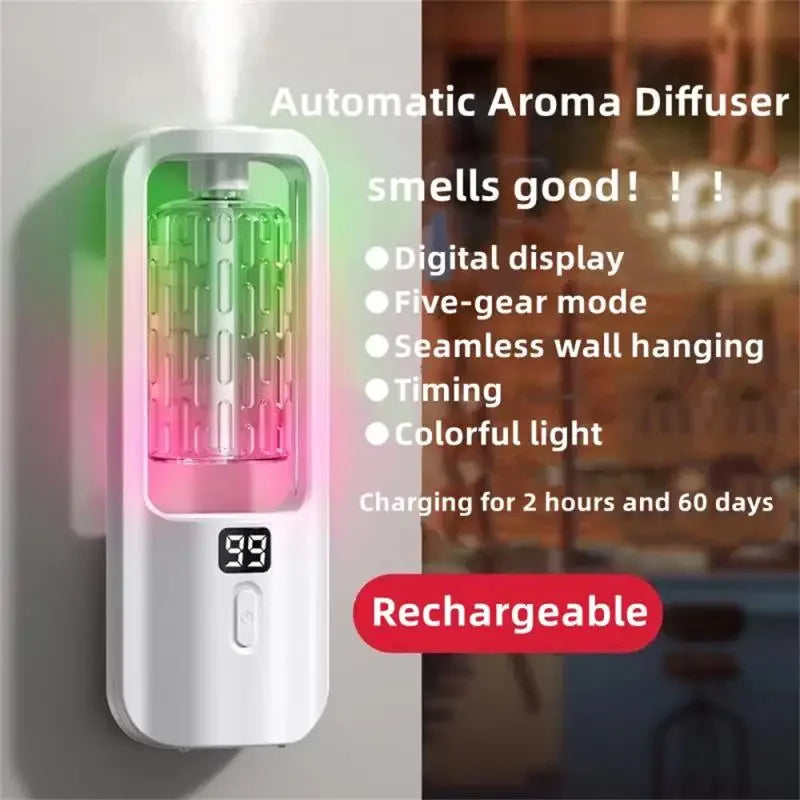 Wall-mounted Oil Aromatherapy Machine Air Purifying Automatic Diffuser Toilet Deodorization Fragrance Humidifier Colorful Night