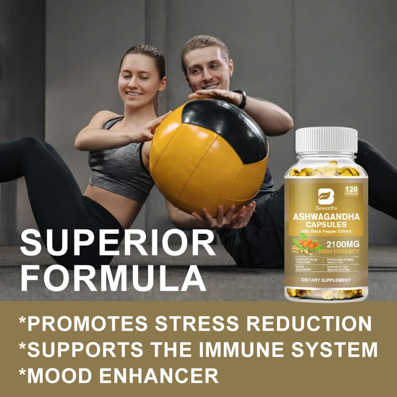 BEWORTHS Ashwagandha Root Extract Capsule Help Sleep Improve Sleep Quality Calm Down Emotions Relieve Anxiety Mood Health