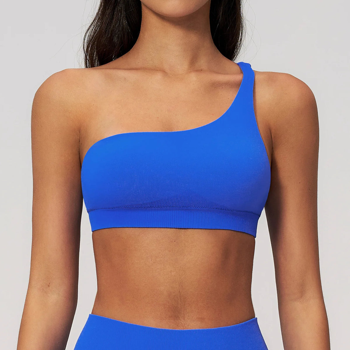 Shockproof Yoga Bra One Shoulder Irregular Shoulder Strap Female Fitness Push Up Sports Underwear Hollow-out Slim Ventilate Bra