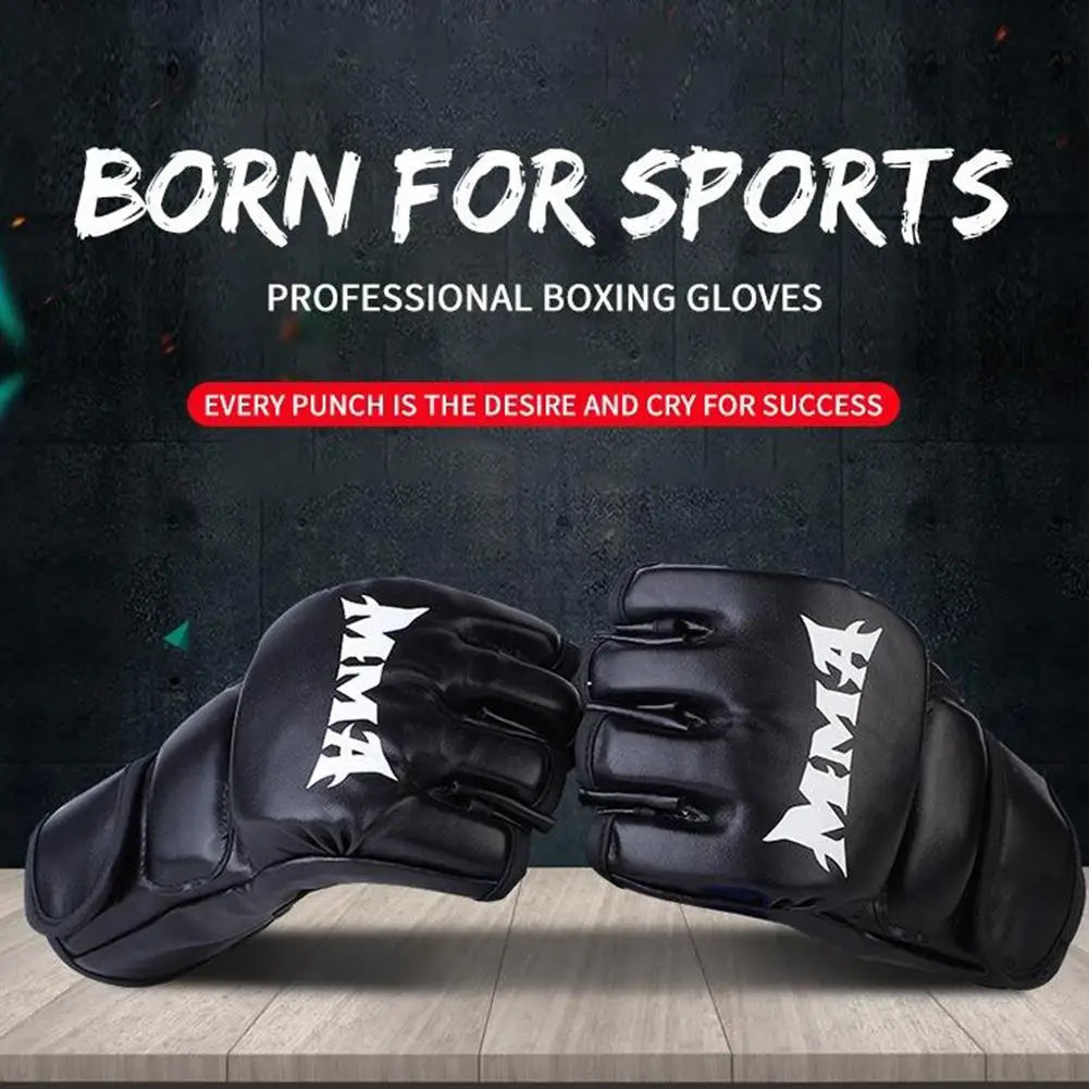 Professional Boxing Training Gloves Half Finger Leather Cushion for Adult Sanda Boxing UFC Training Sandbag Knuckles
