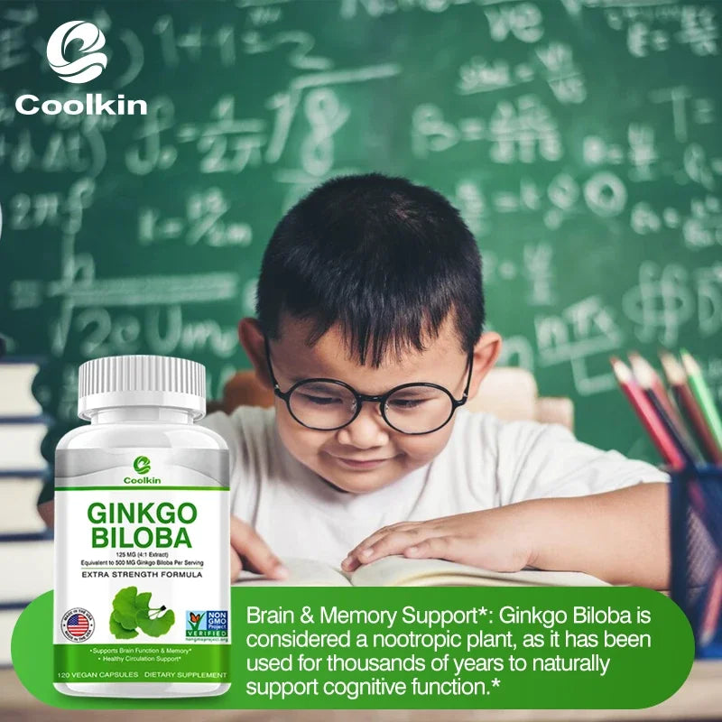 Ginkgo Biloba Extract Capsules - Promotes Brain Function and Memory, Attention, Antioxidant, Anti-Aging, Vegetarian