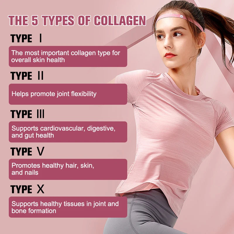 All-in-One Multi Collagen Complex Capsules, with Vitamin A, for Skin Hydration, Promote Joint Flexibility, Hair, Women & Men