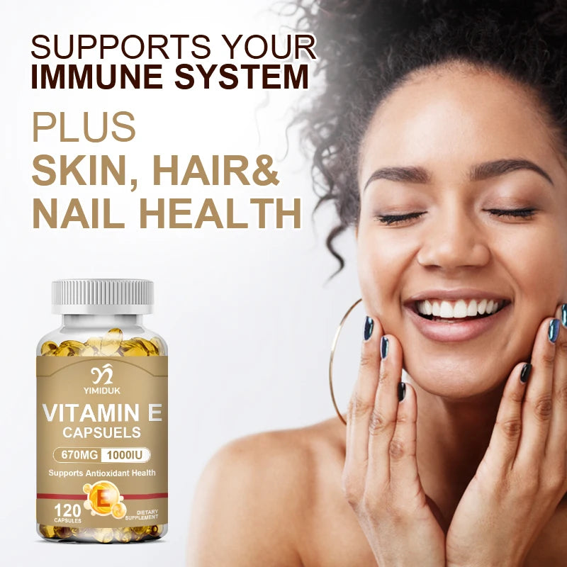 Antioxidant Vitamin E Supplements, with Tocopherols & Safflower Oil, Boost Elasticity, Shrink Pores, Combat Aging