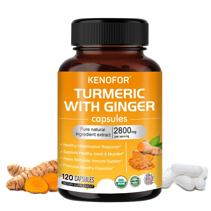 Turmeric Curcumin Capsules 1600mg with Ginger & MSM, Antioxidant Support, Joint Comfort, Heart Cognitive & Digestive Wellness
