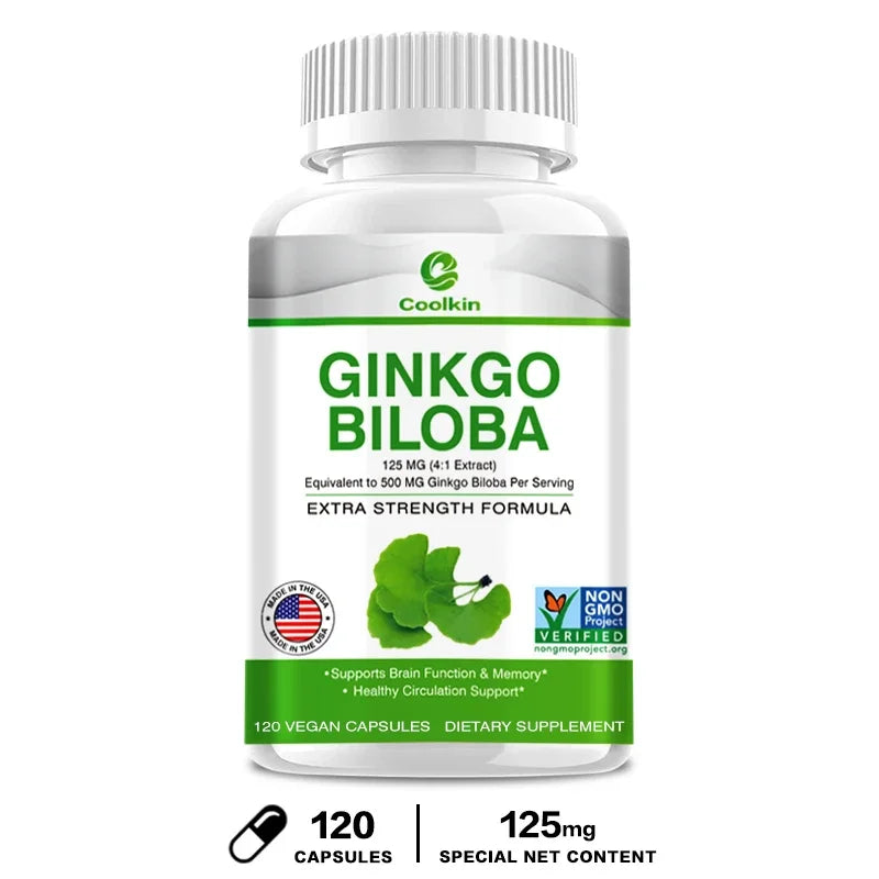Ginkgo Biloba Extract Capsules - Promotes Brain Function and Memory, Attention, Antioxidant, Anti-Aging, Vegetarian