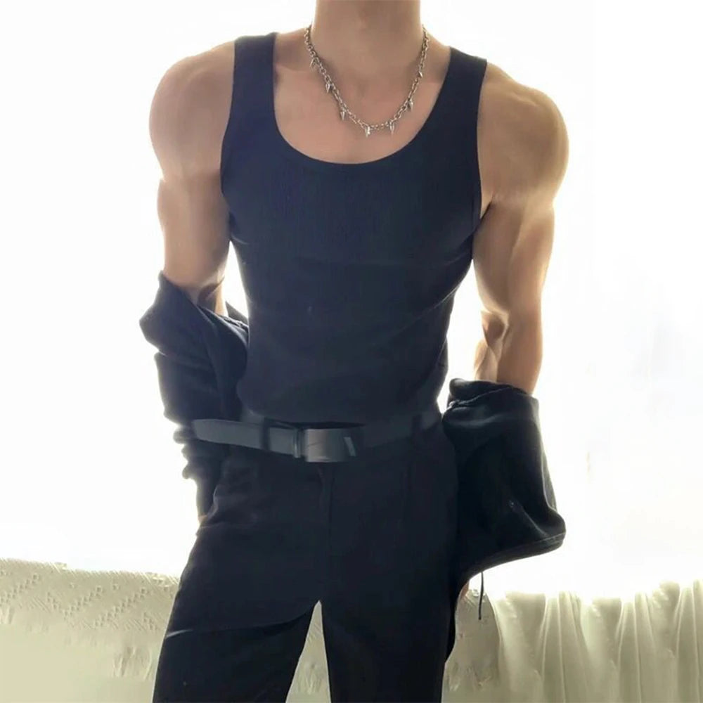 Mens Vest Plain Casual Cotton Tank Top Spring Gym Sports Fitness Daily All-Match Classic Sleeveless Top Men'S Clothing 2025 New