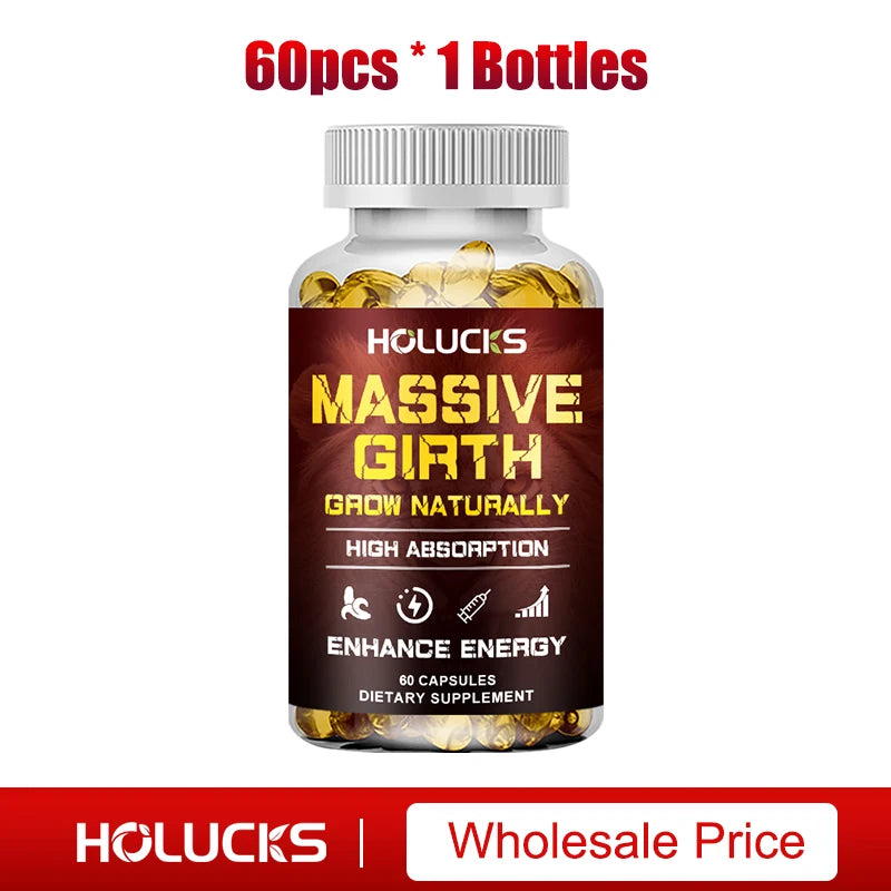 Buy 1 Get 1 Free! Massive Girth Supplement, for Enhanced Blood Flow, Stamina & Overall Male Performance, Overall Wellness, Vegan