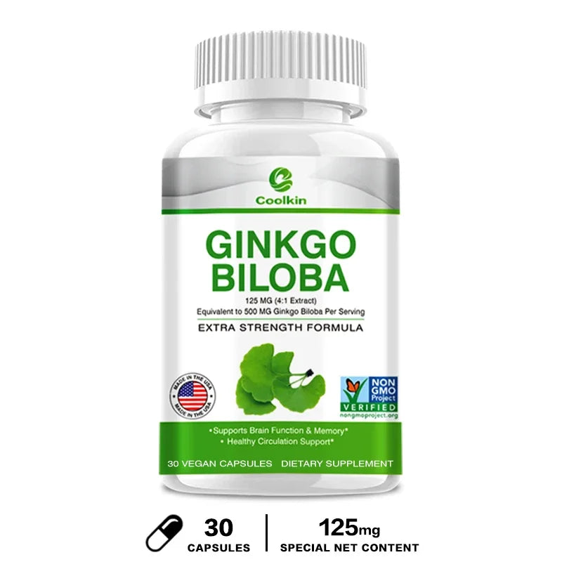 Ginkgo Biloba Extract Capsules - Promotes Brain Function and Memory, Attention, Antioxidant, Anti-Aging, Vegetarian