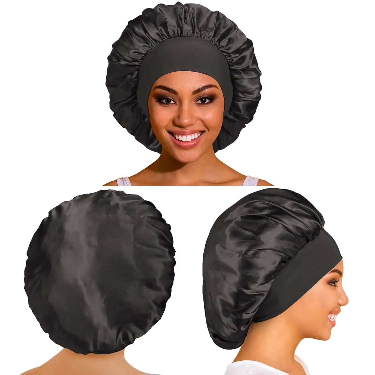 High Elastic Satin Solid Sleeping Hat 1Pcs Hair Care Bonnet Nightcap Multi-color Reusable Women Home Sleeping Cap Accessories