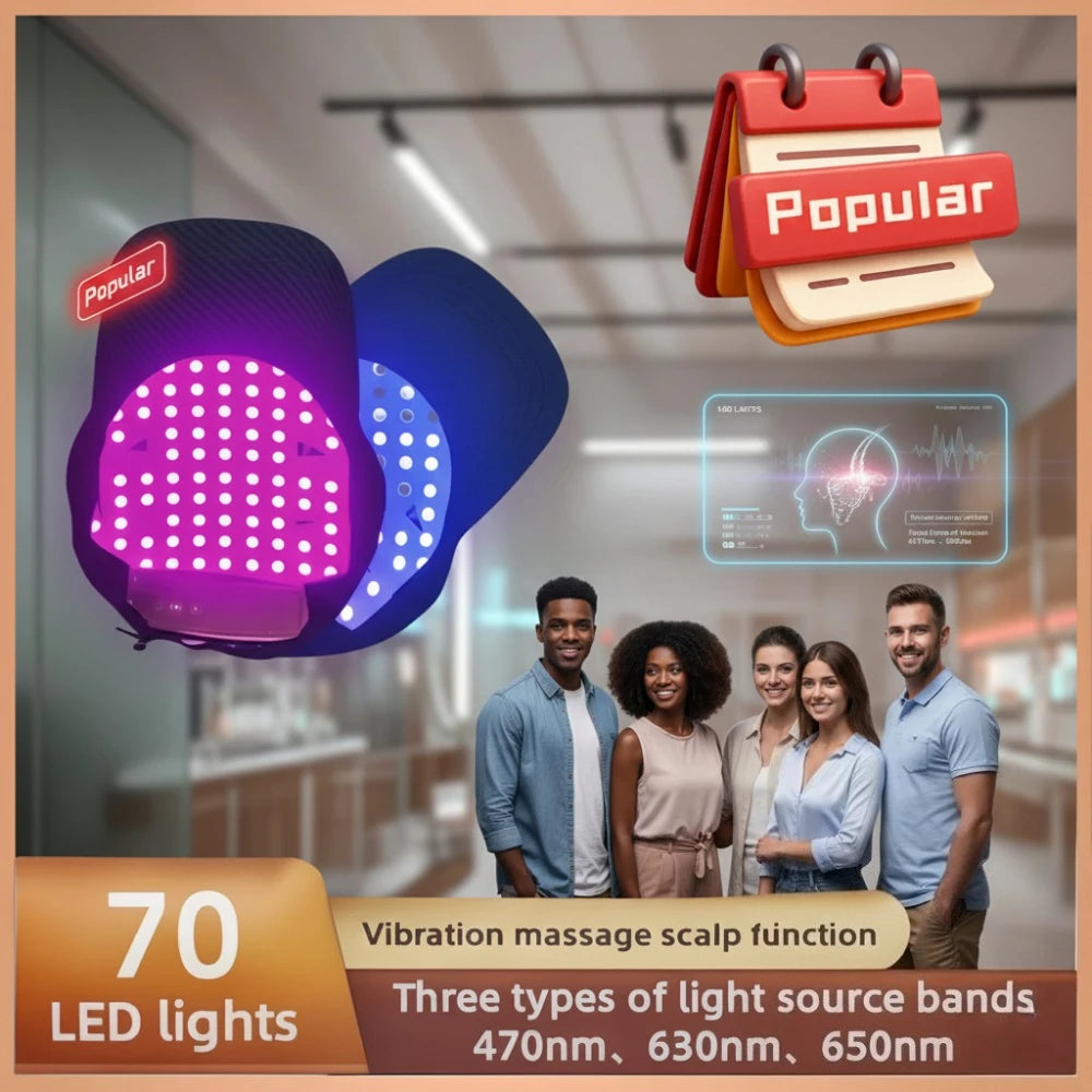 Red Light Hair Growth Cap Infrared Anti-hair Loss Therapy Device Prevents Hair Loss and Promotes Scalp Blood Circulation