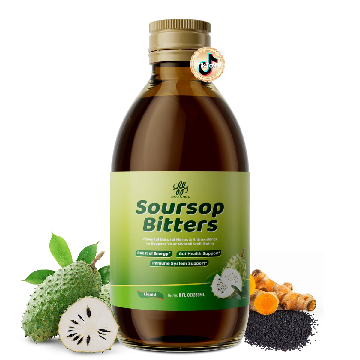 Soursop Bitters Liquid with Moringa & Turmeric for Digestive & Gut Cleanse, Antioxidant,Skin Health,Cell Regeneration,Immune