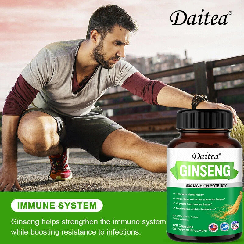 Panax Ginseng + Ginkgo Biloba Capsules, Supports Energy, Focus, Memory & Concentration, Brain Health & Physical Endurance