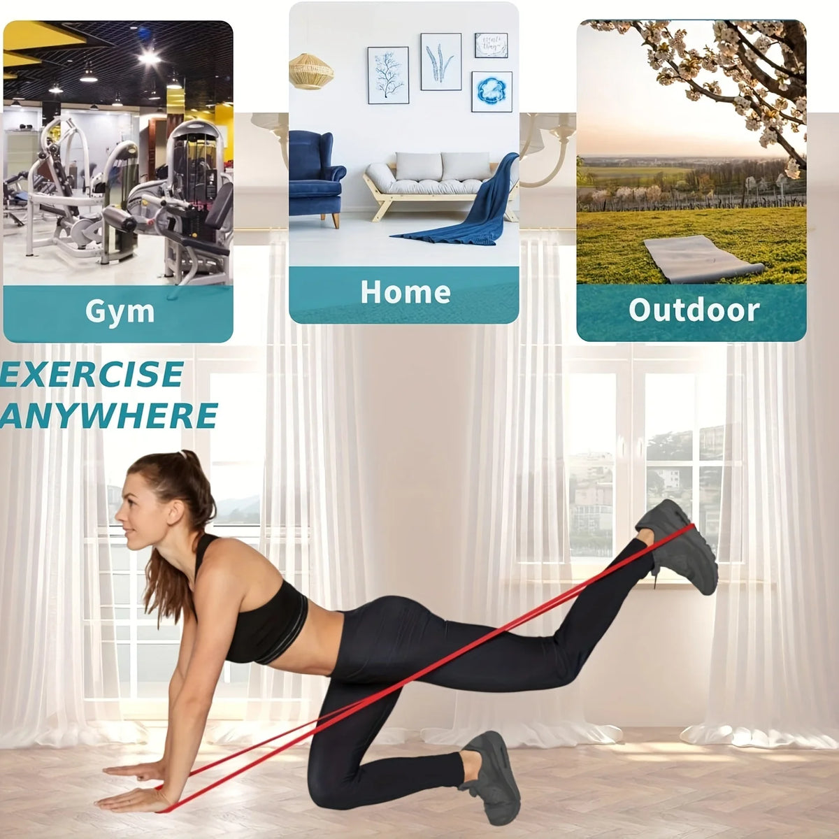 1pc Stackable Heavy Tension TPE Resistance Band Set - Anti-Snap for Home Gym Muscle Strength & Body Stretching Yoga Gym