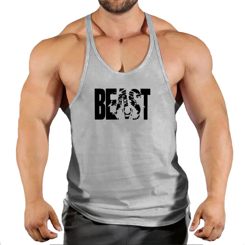 Summer Cotton Singlet Men Tank Top Bodybuilding Exercise Gym Workout Clothing for Men Sleeveless Muscle Shirts Running Vest