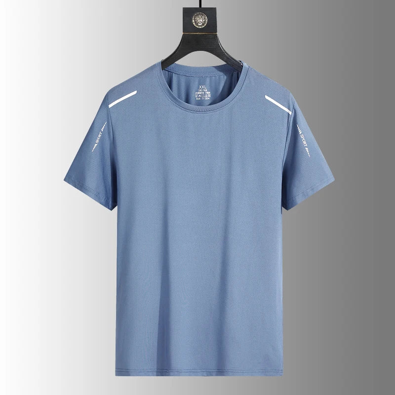 Running T-shirt Reflective Short Sleeve Ice Silk Quick Drying Summer Thin Breathable Fitness Tees Shirt Sportswear Sportsshirt