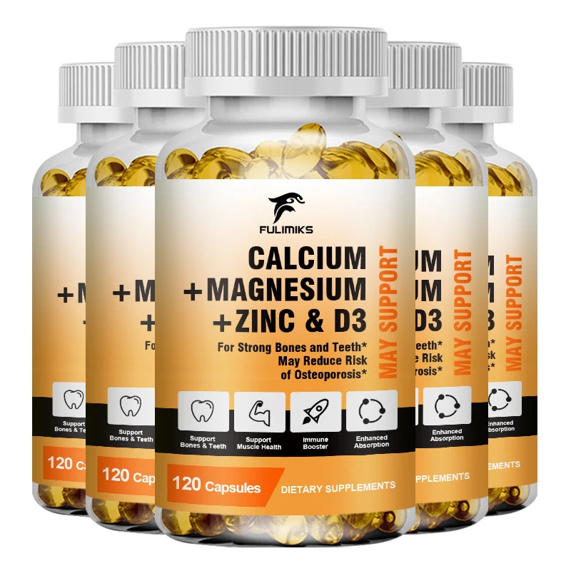 FULIMIKS Calcium Magnesium Zinc Supplement, with Vitamin D3, Supports Strong Bones, Teeth, Muscle Health & Immune Function