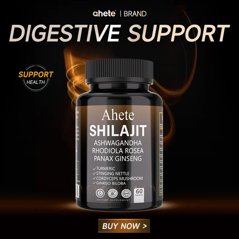 Ahete Shilajit Energy Supplement | 10 Herbal Extracts From The Himalayan Premium Shilajit, Ginseng, Ginkgo, Nettle, Turmeric.