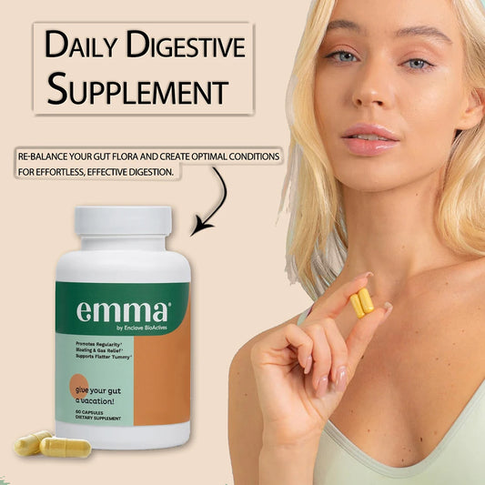 Emma Gut Health Relief Supplement for women and men, Gut and Digestive support capsules for constipation, bloating & gas relief