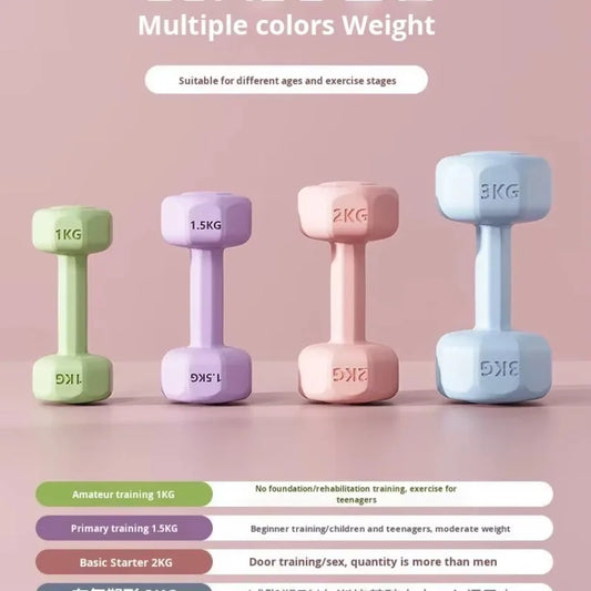 1Pcs 2kg Coated Dumbbells Home Fitness Equipment New Design for All Ages Arm Muscle Training Men Women Kids Exercise Weight