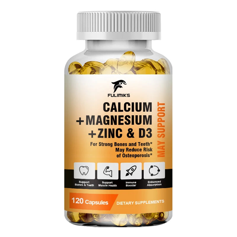 FULIMIKS Calcium Magnesium Zinc Supplement, with Vitamin D3, Supports Strong Bones, Teeth, Muscle Health & Immune Function