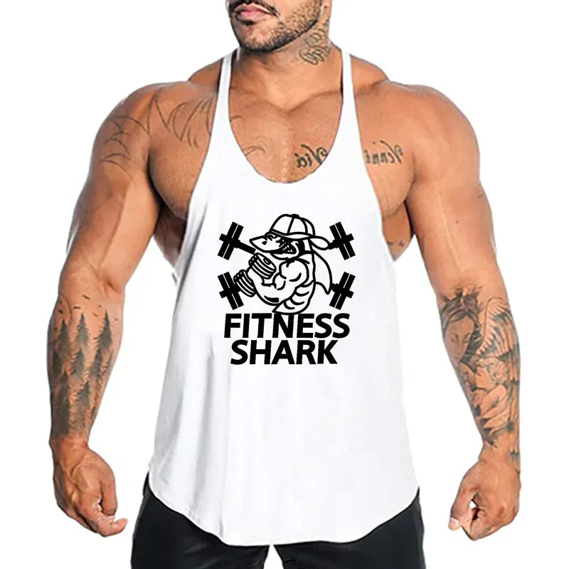 Summer Cotton Breathable Suspender Y-back Vests Gym Fitness Sleeveless Bodybuilding Sport Shirts Mens Workout Muscle Tank Tops