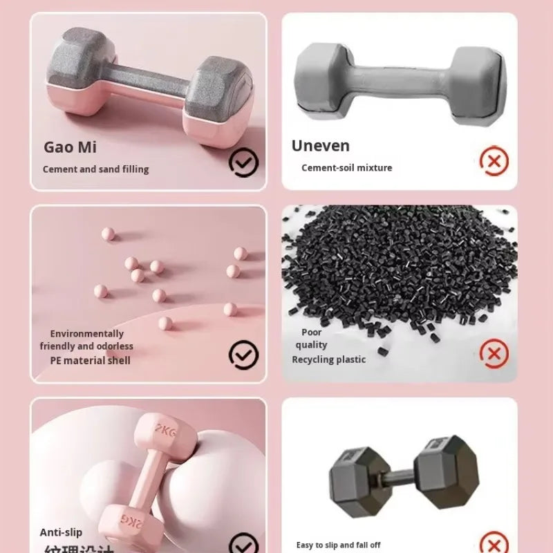 1Pcs 2kg Coated Dumbbells Home Fitness Equipment New Design for All Ages Arm Muscle Training Men Women Kids Exercise Weight