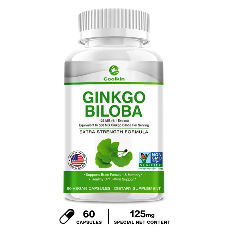 Ginkgo Biloba Extract Capsules - Promotes Brain Function and Memory, Attention, Antioxidant, Anti-Aging, Vegetarian