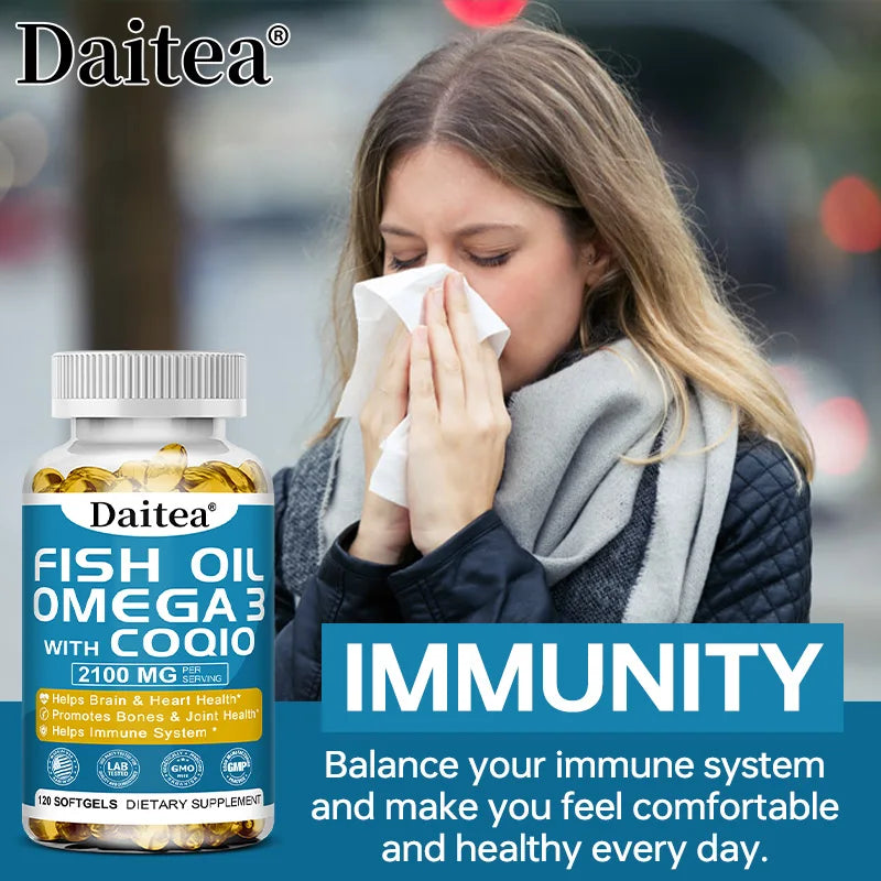 Omega 3 Fish Oil Capsules - Ultra-Pure Supplement - Promotes Joint, Eye, Skin Health, Supports Fatty Acids, Immune Support