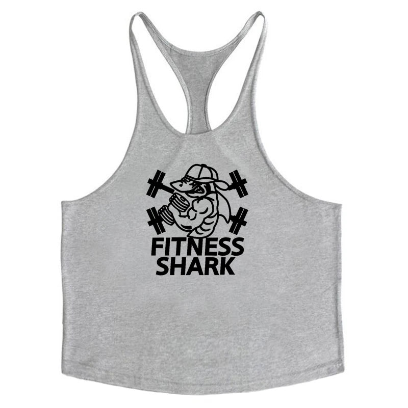 Summer Cotton Breathable Suspender Y-back Vests Gym Fitness Sleeveless Bodybuilding Sport Shirts Mens Workout Muscle Tank Tops