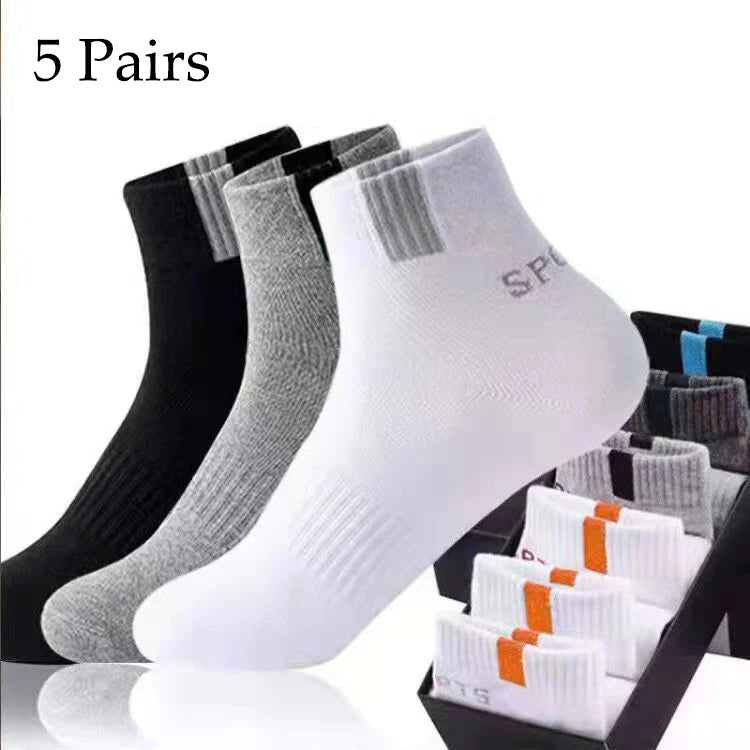 5 Pairs Size 37-43 Men Bamboo Fiber Autumn Winter Men Socks Breathable Cotton Sports Sock Breathable Deodorant Business Socks