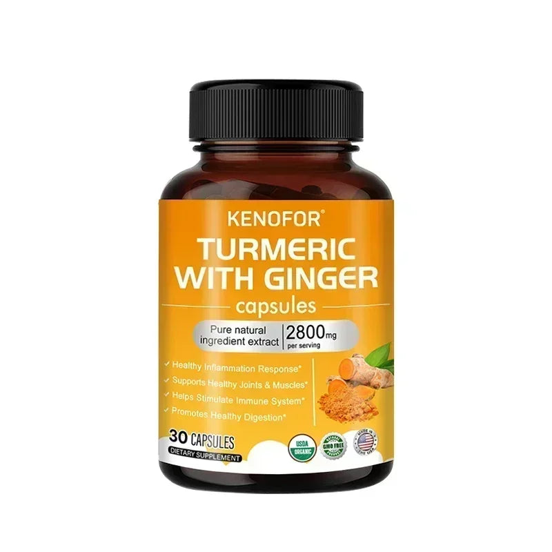 Turmeric Curcumin Capsules 1600mg with Ginger & MSM, Antioxidant Support, Joint Comfort, Heart Cognitive & Digestive Wellness