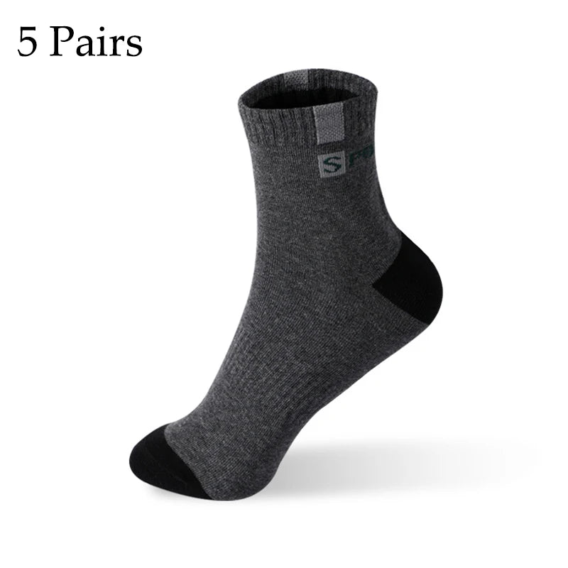 5 Pairs Size 37-43 Men Bamboo Fiber Autumn Winter Men Socks Breathable Cotton Sports Sock Breathable Deodorant Business Socks