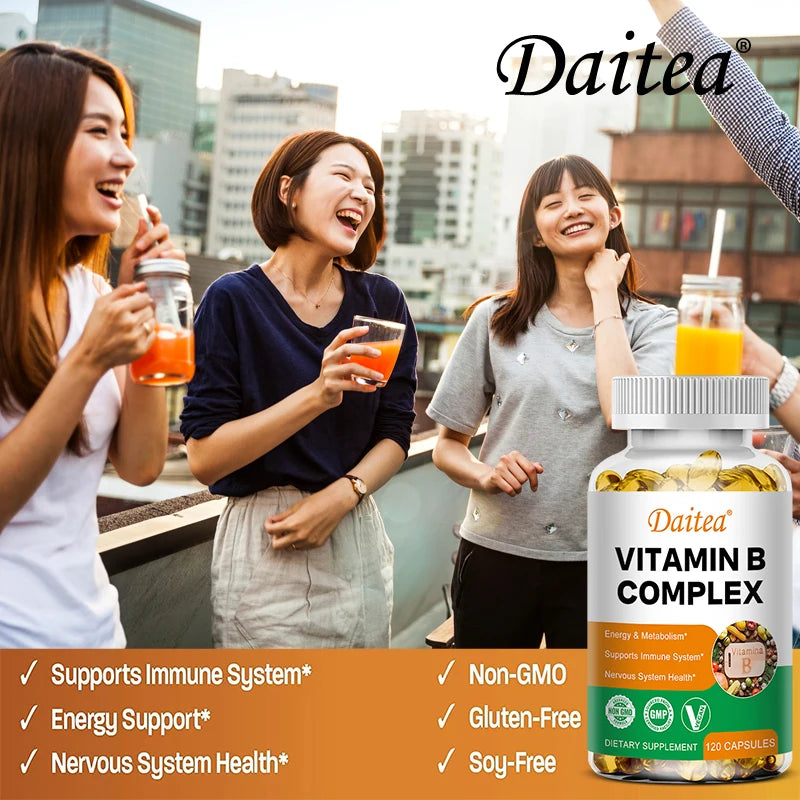 Organic Vitamin B Complex - Absorption, Supports Energy, Immune Health, Antioxidant Supplement - 120 Vegetarian Capsules