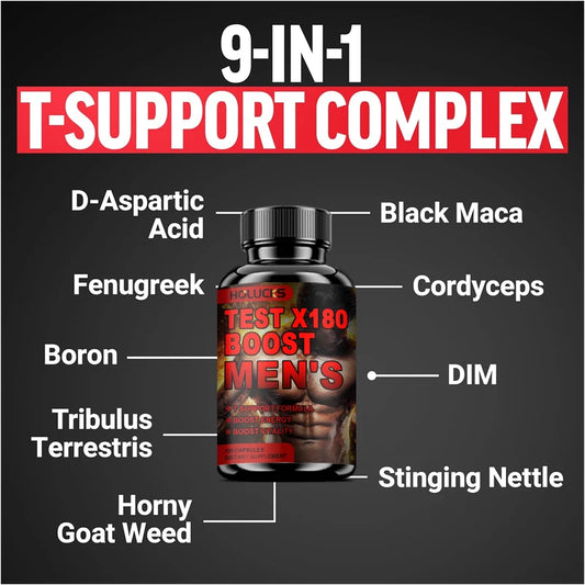 Men's Test X180 Ignite Booster, with Fenugreek Seed, Tribulus Terrestris, Support Muscle Growth, Enhance Energy, Boost Immune