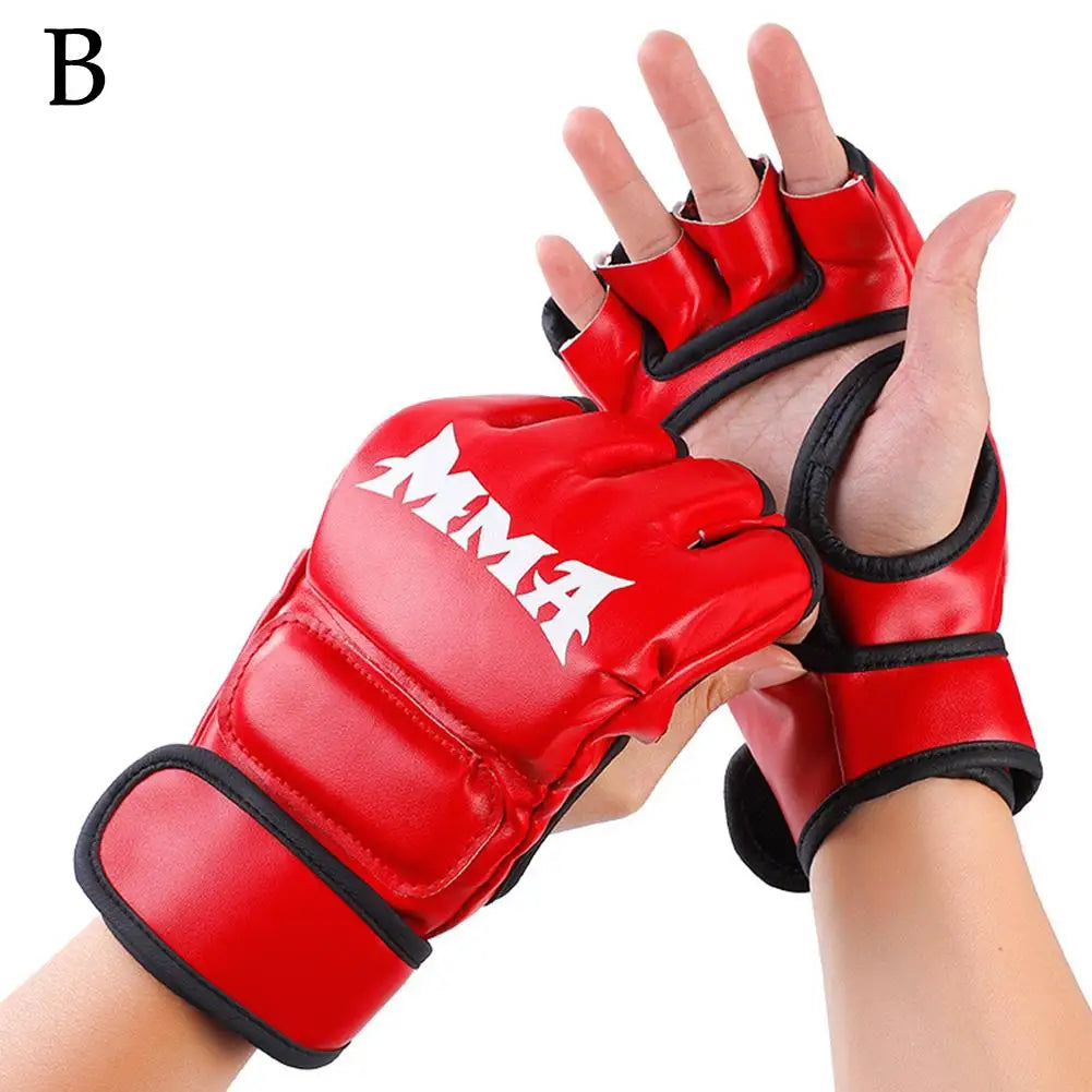 Professional Boxing Training Gloves Half Finger Leather Cushion for Adult Sanda Boxing UFC Training Sandbag Knuckles