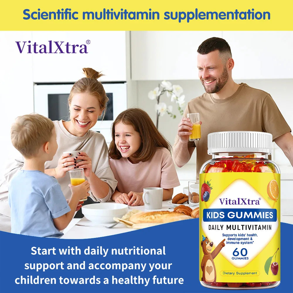 Children's Multivitamin Gummies - Rich in Vitamin A, C, D3, Zinc,- Boosts Immunity and Brain Health, Promote Nutrient Absorption