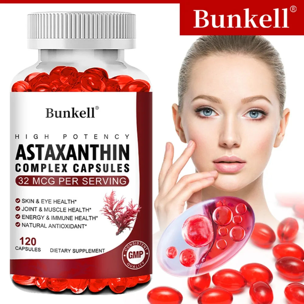 Astaxanthin Complex Capsules - with Fish Oil, Antioxidant, Supports Vision, Eye and Skin, Muscle, Joint and Immune Health