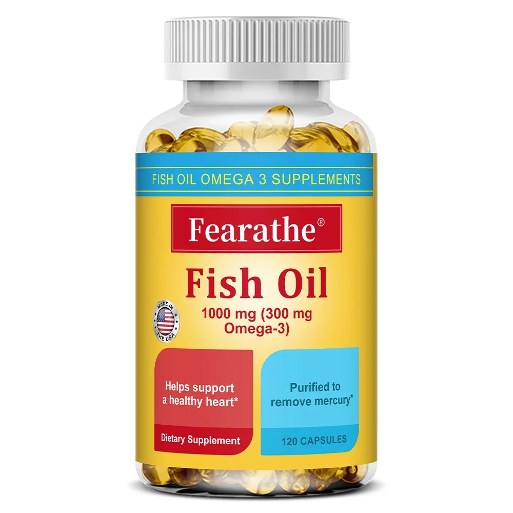 Omega 3 Fish Oil Capsules with EPA & DHA, Natural Essential Fatty Acid Supplement for Heart Brain Joint & Immune Wellness