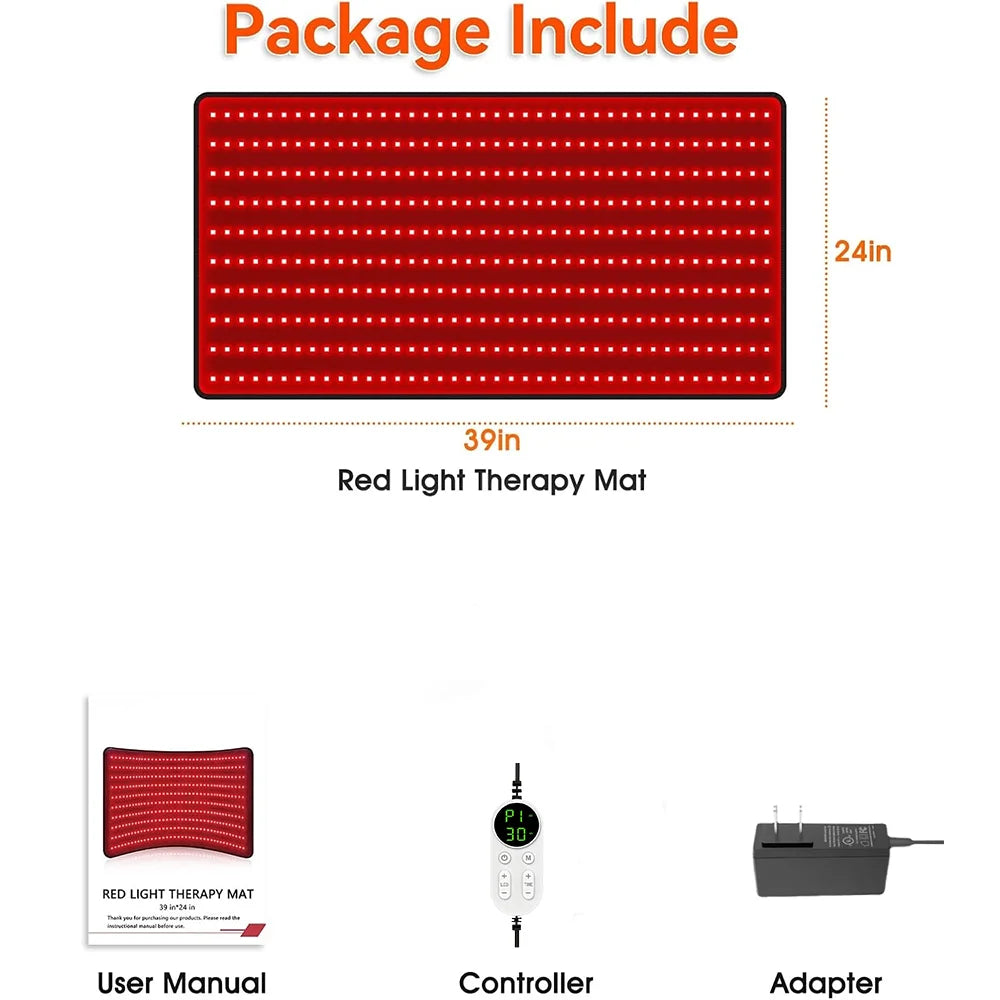 Red Light Mat for Body Large 39"x24" Infrared Light Pad with 400 LEDs Tri-Chip 660nm & 850nm for Back Leg Joint & Muscle Pain
