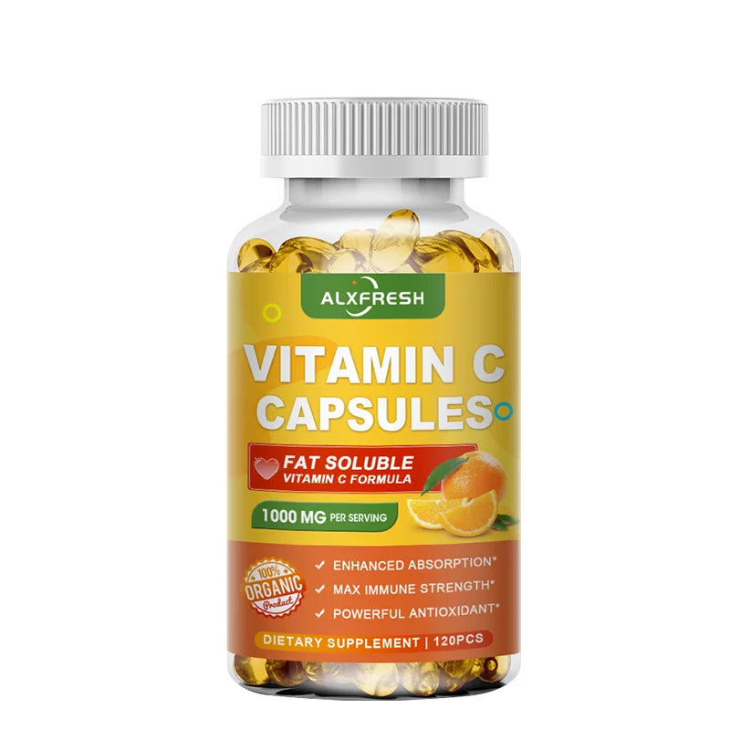 Vitamin C Capsules 1000 Mg -High Absorption - Antioxidant for Skin Support Collagen Immune System Health
