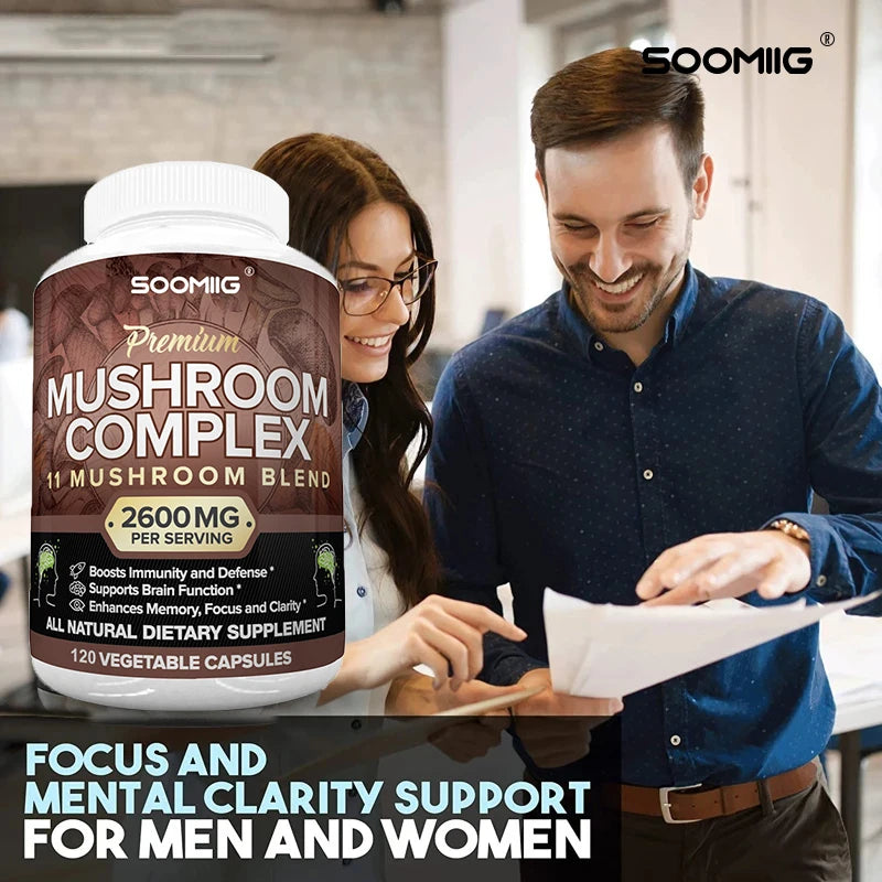 Mushroom Complex Supplement, Boosts Memory, Supports Brain Function, Boosts Heart & Immune Support, Boosts Immune System
