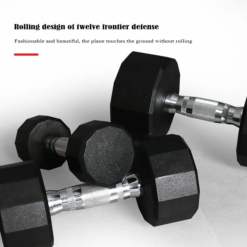 Round Rubber Coated Dumbbell Suit, Commercial Gym, Private Education, Cast Iron, 12 Sided, 150lb, 5lb-25lb