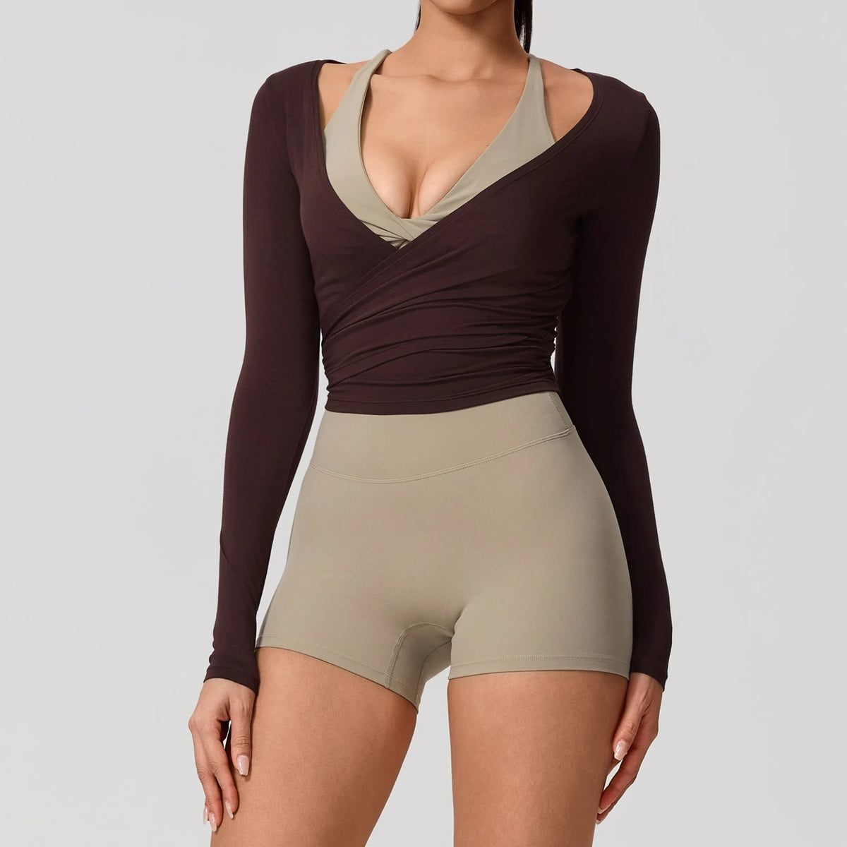 New Summer Women's Yoga Long Sleeve One Piece Top