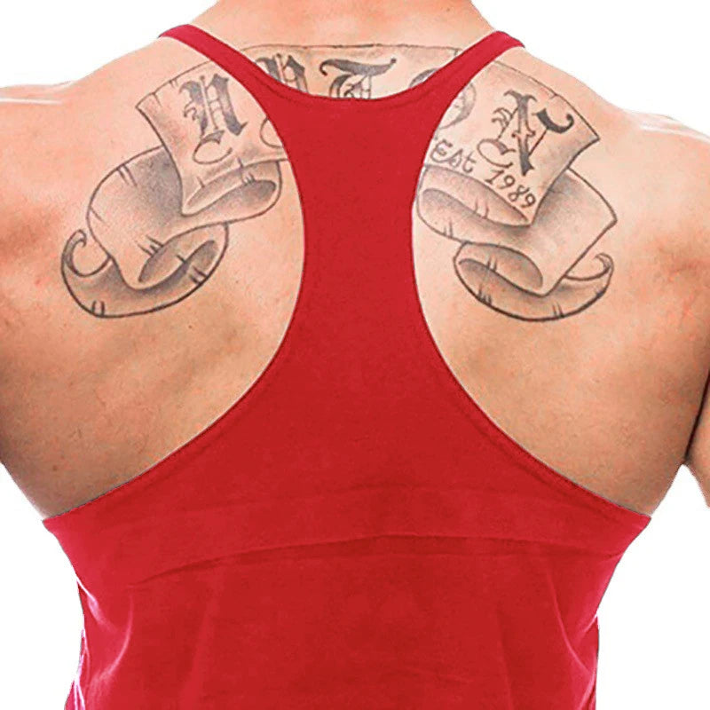Red Spider Printed Sleeveless Cotton Y-back Tank Tops Gym Fitness Bodybuilding Sport Shirts Breathable Mens Workout Muscle Vests