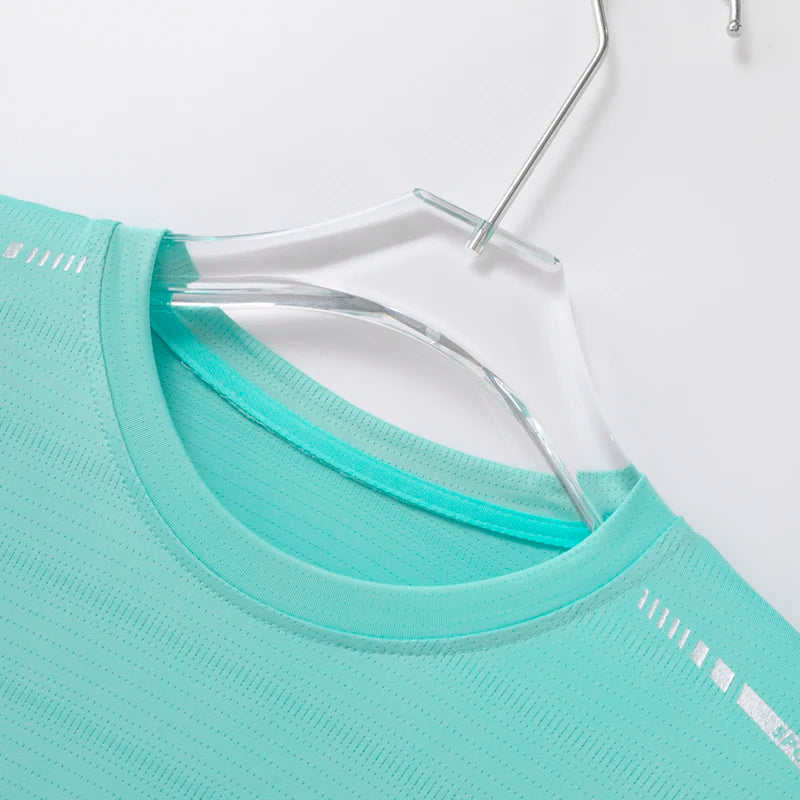 Women Reflective Running T-Shirt High Elastic Mesh Breathable Quick-Dry Ice Silk Sport Top Summer Cool Short Sleeve Active Tee