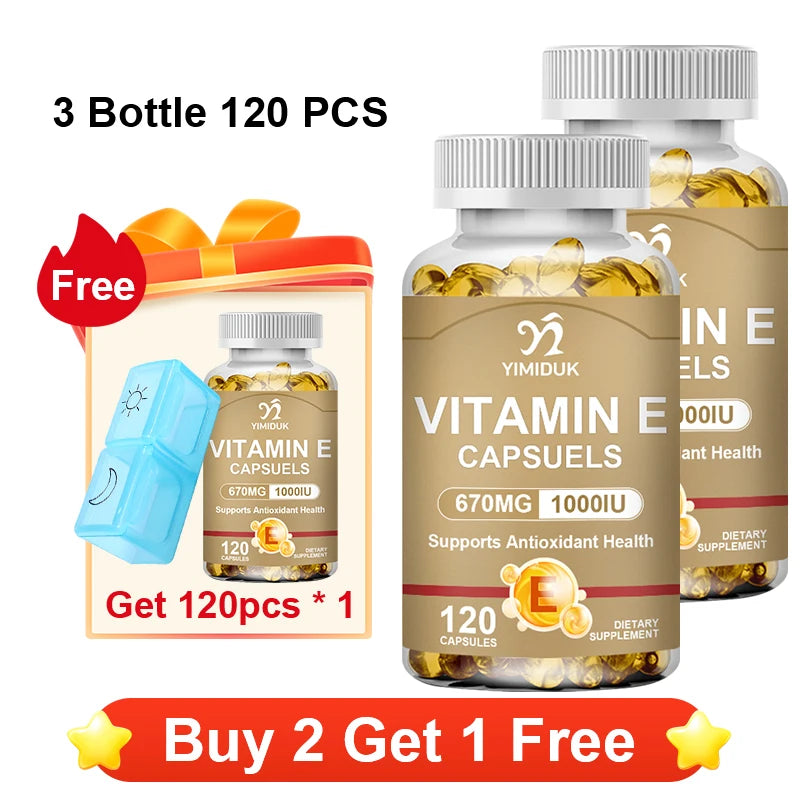 Antioxidant Vitamin E Supplements, with Tocopherols & Safflower Oil, Boost Elasticity, Shrink Pores, Combat Aging
